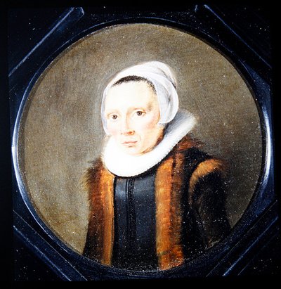 Portræt af en kvinde (olie på panel) af Gonzales Coques