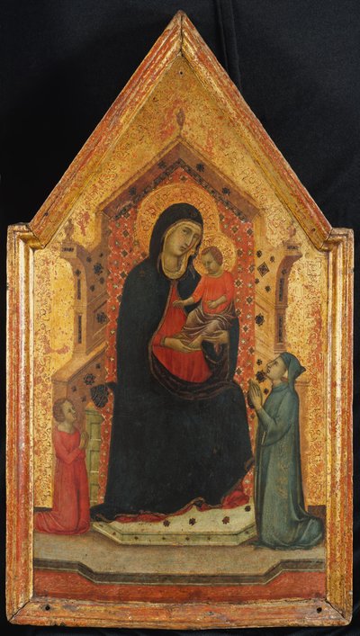 Madonna og barn tronet med to donorer, 1315-30. af Goodhart Master