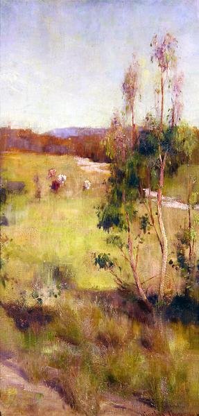 Gum Trees and Cattle (olie på lærred) af Gordon Coutts