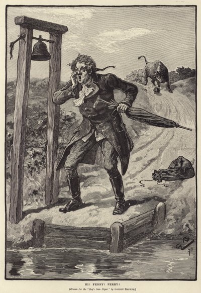 Hej! Færge! Færge! (gravering) af Gordon Frederick (after) Browne