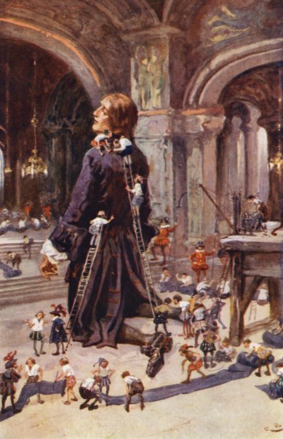 Illustration til Gullivers rejser af Jonathan Swift (farvelitografi) af Gordon Frederick (after) Browne