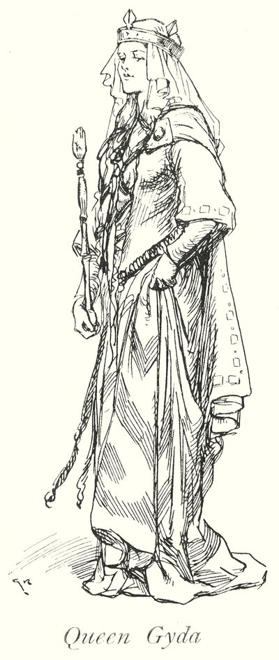 Dronning Gyda (litografi) af Gordon Frederick (after) Browne