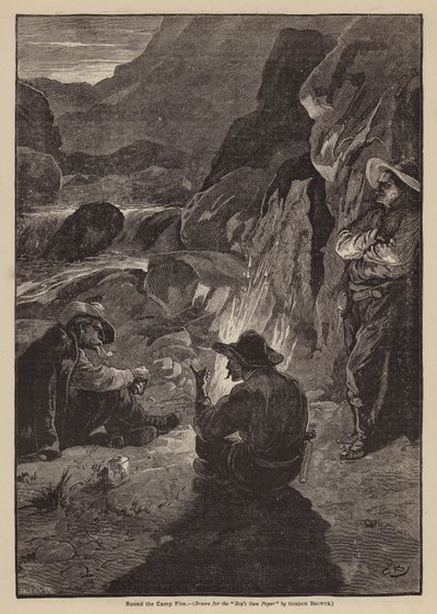Rundt om lejrbålet (litografi) af Gordon Frederick (after) Browne