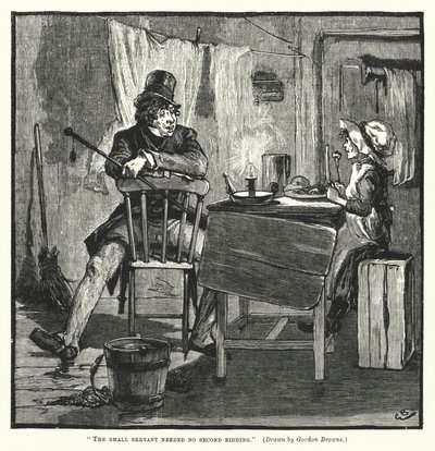 Den lille tjener behøvede intet andet bud (gravering) af Gordon Frederick (after) Browne