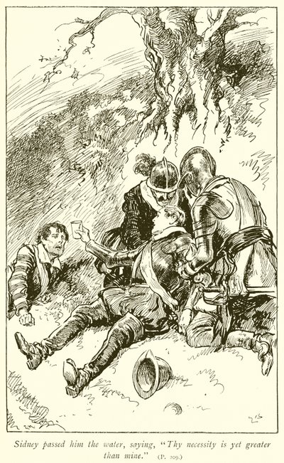 Sir Philip Sidneys død af Gordon Frederick Browne