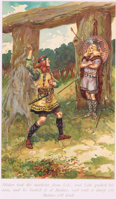 Hadur tog misteltenen fra Loui, illustration fra 