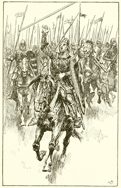 Normannerne angreb i slaget ved Hastings af Gordon Frederick Browne
