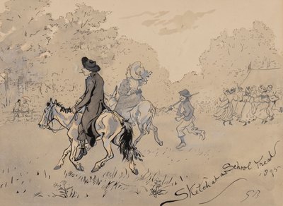 Sketch at a School Treat, 1895 (pen, pensel, blæk og wc på papir) af Gordon Frederick Browne