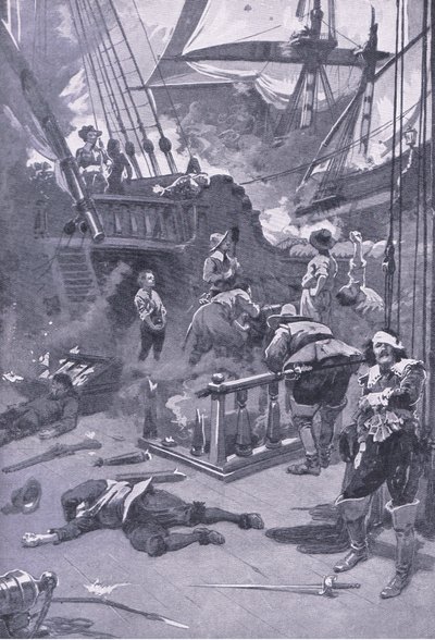 Slaget ved Camperdown 29.-31. juli 1653, illustration fra British Battles on Land and Sea , 1915 af Gordon Frederick Browne