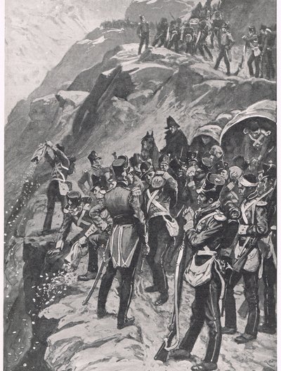 The Retreat to Corunna: Hurling the Silver down the Mountainside, illustration fra 