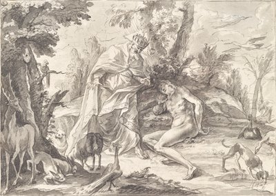 Gud Faderen og Adam i Paradis af Gottfried Bernhard Götz