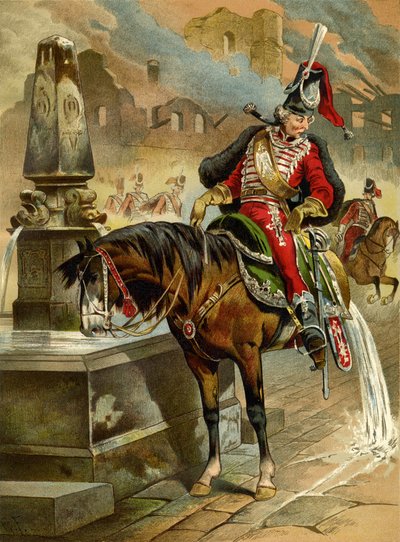 Illustration til bogen The Surprising Adventures of Baron Münchhausen af Rudolph Erich Raspe, 1896 af Gottfried Franz
