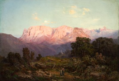 Schlern med Rosengarten set fra Rampeun af Gottfried Seelos