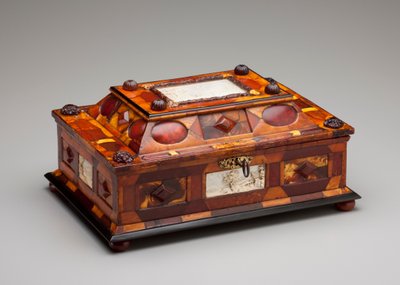 Høvisk ravskrin, ca. 1695 (rav, elfenben, træ, glas, messing og fløjl) af Gottfried Wolffram