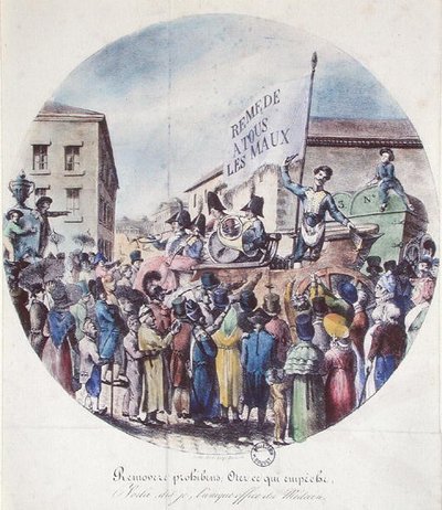 Charlatanen (farve litho) af Gottfried or Godefroy Engelmann