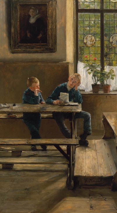 På børnehjemmet, ca. 1886 (olie på panel) af Gotthardt Johann Kuehl