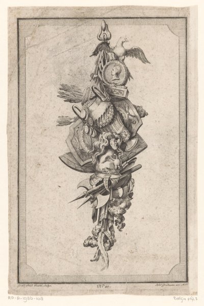 Trofæ med ørn, vase og hjelm af Gottlieb Friedrich Riedel