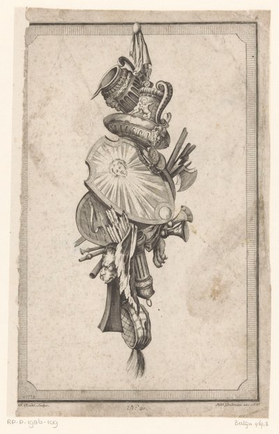 Trofæ med vaser og skjold af Gottlieb Friedrich Riedel