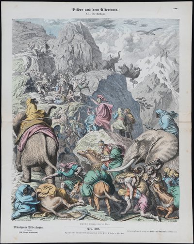 Hannibal krydser alperne fra Münchener Bilderbogen af Gottlob Heinrich Leutemann