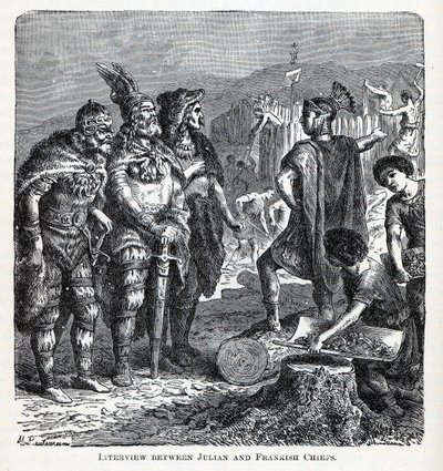 Interview mellem Julian og Frankish Chiefs, 1882 af Gottlob Heinrich Leutemann