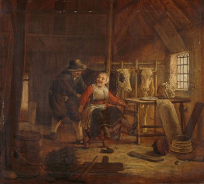 Flirt i en kostald af Govert Dircksz. Camphuysen
