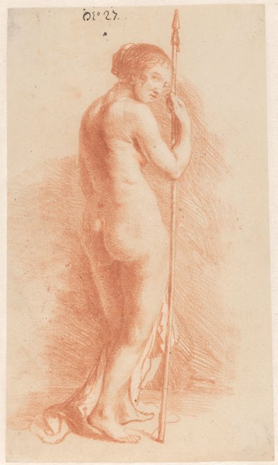 Stående kvinde med et spyd af Govert Flinck (attributed to)