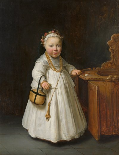 Pige ved en høj stol af Govert Flinck