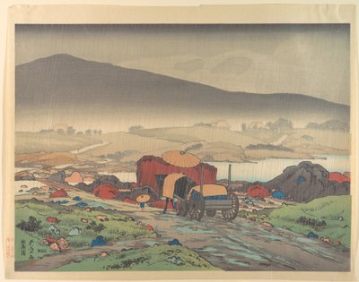 Regn ved Yabakei af Goyo Hashiguchi