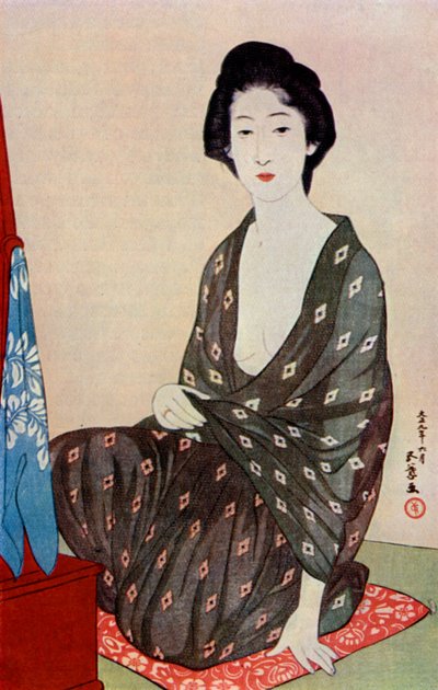 En japansk kvinde iført sommertøj, 1920 1930. af Goyo Hashiguchi