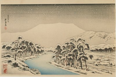 Mount Ibuki i sne, Taisho-æra, januar 1920 (træbloktryk i farver) af Goyo Hashiguchi