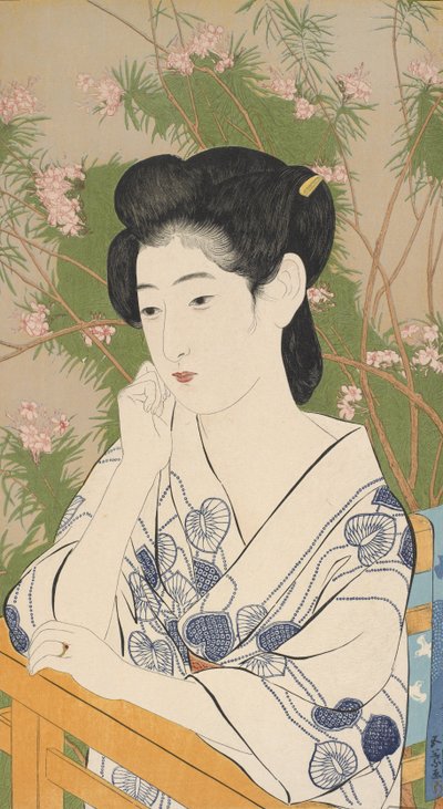 Woman at a Hot Spring Hotel, 1920 (træbloktryk) af Goyo Hashiguchi