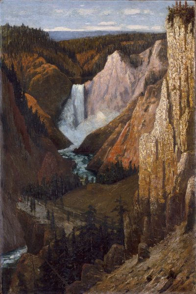 Udsigt over de nedre vandfald, Grand Canyon of the Yellowstone af Grafton Tyler Brown