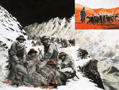 En kamelkaravane slog lejr i Pamir-bjergene af Graham Coton