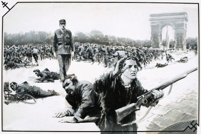 Charles de Gaulle går sin sejrsgang ned ad Champs Elysses under befrielsen af Paris. af Graham Coton