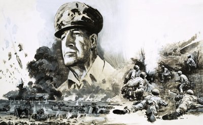 Douglas MacArthur med scener fra D-dagens landgang af Graham Coton