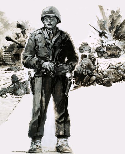 General George C. Patton (gouache på papir) af Graham Coton