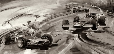 Grand Prix Problems (gouache på papir) af Graham Coton