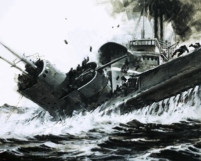 I Kinahavet i 1930 sejlede den 2.000 tons tunge damper Yuta ind i siden på ubåden Poseidon. af Graham Coton