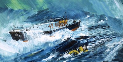 Redningsbåd redder en mand i havet af Graham Coton