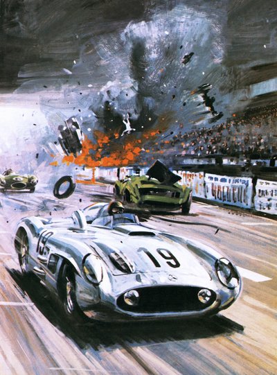 Mercedes styrter ned i Le Mans-løbet i 1955 af Graham Coton