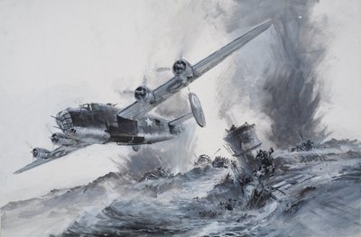 Sænkningen af Laconia i 1942 (gouache på papir) af Graham Coton
