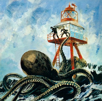 Uhyret på Serrana Cay (farvelitografi) af Graham Coton