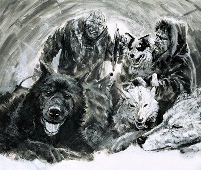 Vilhjalmar Stefansson opdagede blonde eskimoer (gouache på papir) af Graham Coton