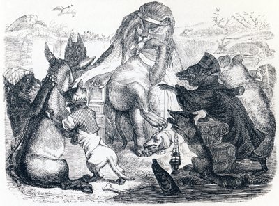 Dyr, der er syge af pest - Fabler af La Fontaine af Grandville