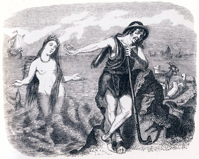 Hyrden og havet (Le berger et la mer) - Fabler af La Fontaine af Grandville