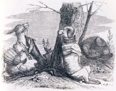 Æslet og hunden - Fabler af La Fontaine af Grandville