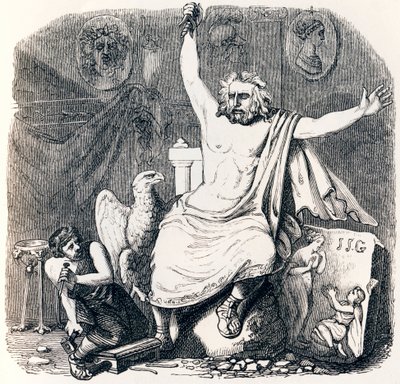 Billedhuggeren og Jupiter-skulpturen - Fabler af La Fontaine af Grandville