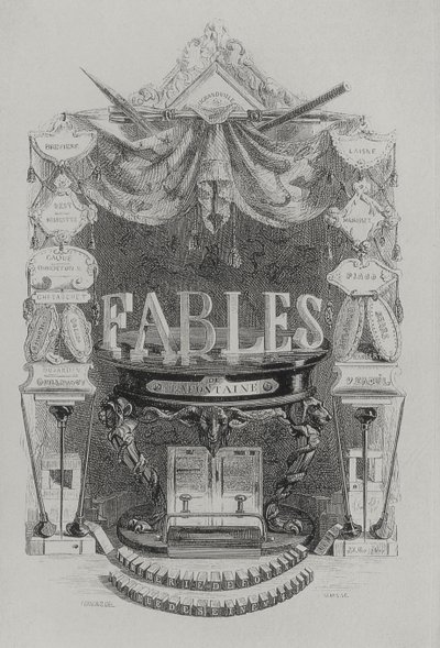 Fables de las Fountaine titelblad af Grandville