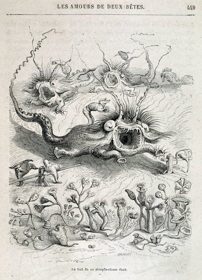 Les amours de deux beêtes (stejl jagt af monstre) - i "" Dyr malet af dem selv: dyrenes private og offentlige liv"" af Grandville, kapitel af Honoré de Balzac, red. Hetzel af Grandville