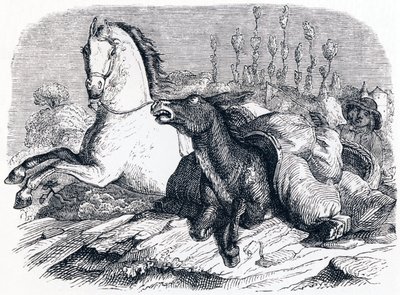 Hesten og æslet - Fabler af La Fontaine af Grandville